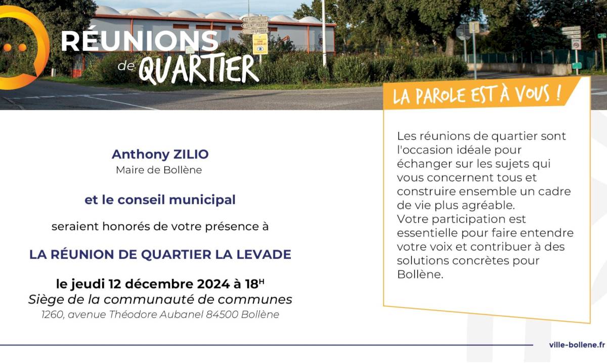 Prochaine réunion de quartier – Quartier La Levade