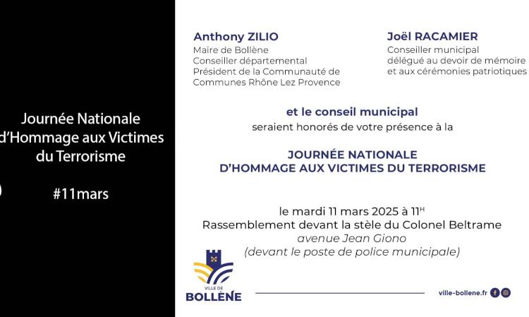 Commémoration du 11 mars - Journée Nationale d’Hommage aux victimes du terrorisme