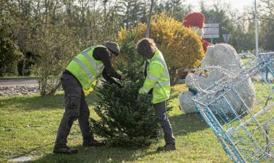 Les agents de la ville à pied d'oeuvre pour installer les illuminations de Noël Les agents de la ville à pied d'oeuvre pour installer les illuminations de Noël