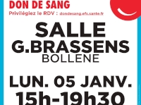 Don de sang aujourd’hui (lundi 5 janvier 2026) à Bollène