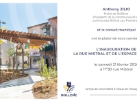 NOUVELLE DATE Inauguration rue Mistral et Espace de la Paix NOUVELLE DATE Inauguration rue Mistral et Espace de la Paix