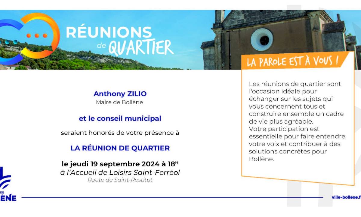 Prochaine réunion de quartier