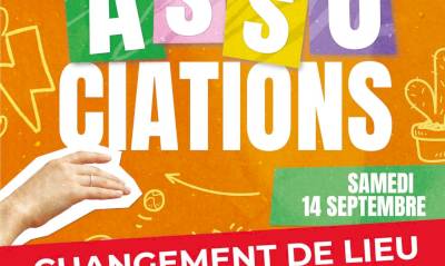 Journée des associations samedi 14 septembre - Changement de lieu Journée des associations samedi 14 septembre - Changement de lieu