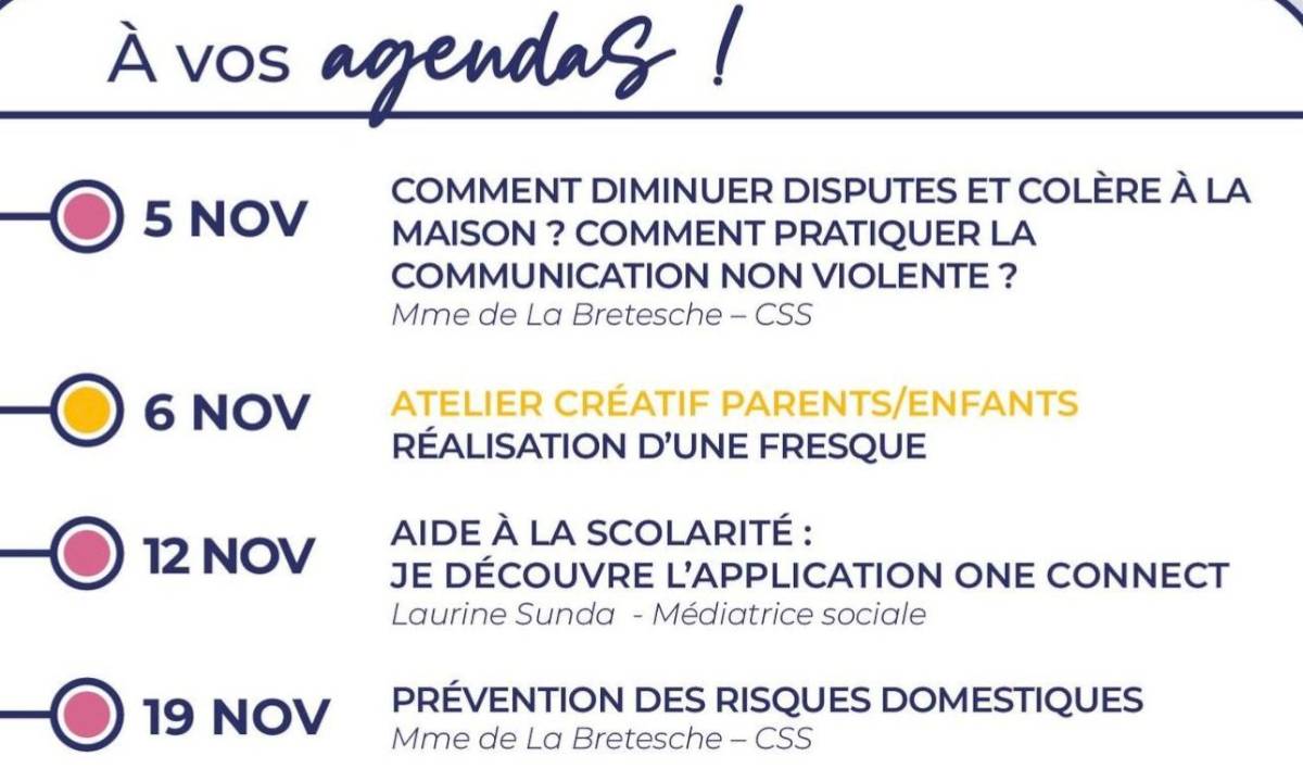 Les Ateliers Parentalité de novembre